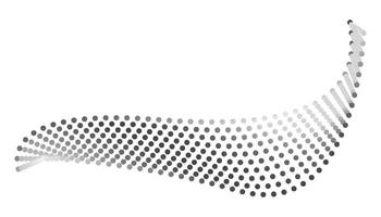 Dotted halftone wave. Abstract liquid shape, wave effect dotted gradient texture wave isolated vector symbol. Halftone graphic dots wave. Wave dotted halftone, creative shape abstract