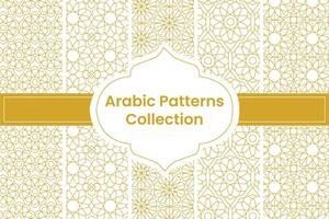 Set of Golden Arabic Patterns on white Background, Vector