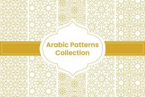 Set of Golden Arabic Patterns on white Background, Vector