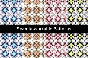 set of floral arabic patterns vector