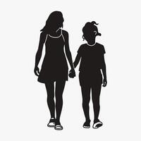 Mother and Baby Silhouette, Mother's Day vector illustration set, white background.