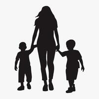 Mother and Baby Silhouette, Mother's Day vector illustration set, white background.