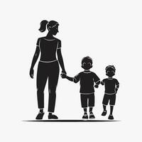 Mother and Baby Silhouette, Mother's Day vector illustration set, white background.