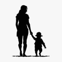 Mother and Baby Silhouette, Mother's Day vector illustration set, white background.