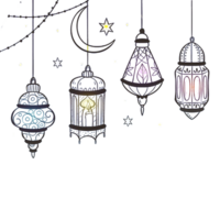 Ramadan moon and lanterns for Islamic designs png