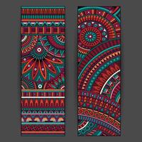 Abstract vector ethnic pattern cards set