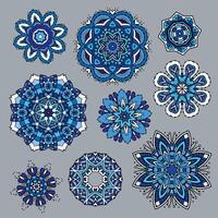 Ornamental snowflakes icon collection vector