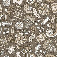 Cartoon vector hippie seamless pattern