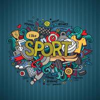 Sport hand lettering and doodles elements background. vector