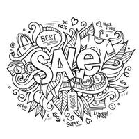 Sale hand lettering and doodles elements vector