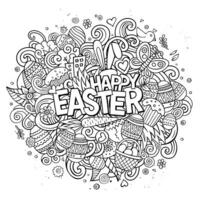 Cartoon vector hand drawn Doodle Happy Easter illustration