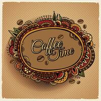 café hora decorativo frontera etiqueta diseño vector