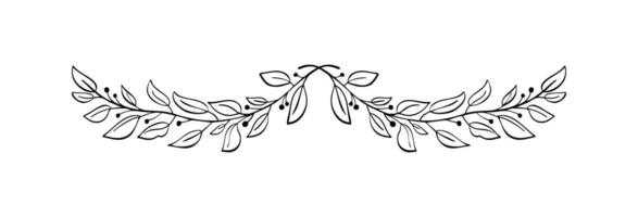 negro mano dibujado laurel divisor certificado. representando un otorgar, logro, heráldica, logo vector