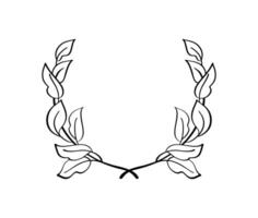 Black hand drawn laurel wreath frame certificate. depicting an award, achievement, heraldry, logo. Vector illustration