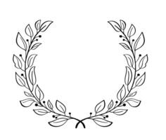 Black hand drawn laurel wreath frame certificate. depicting an award, achievement, heraldry, logo. Vector illustration