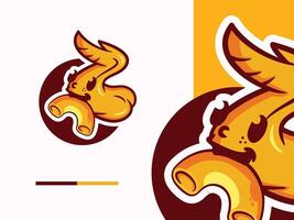 Chicken wing mascot eating macaroni illustration.  fast food restaurant logo design vector