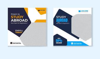 Study abroad social media post design template vector