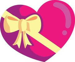 Valentine's day heart-shaped red gift box tied with pink ribbon free vector