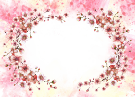 un' fioritura ramo a partire dal primavera albero modello illustrazione. mano disegnato fiori sakura, ciliegia o Mela mini cuffie e fiori su acquerello macchia spruzzi sfondo primavera bandiera illustrazione png