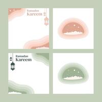 Flat Ramadan Kareem Papercut Style Card for invitation, poster Template vector