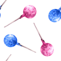 waterverf naadloos patroon met roze en blauw knal cakes hand- getrokken illustratie partij snoepjes lolli knal afdrukken voor achtergronden, inpakken, verjaardag decoratie, scrapbooken, bakkerij. png