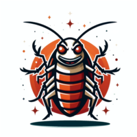 AI generated a cartoon cockroach with red eyes and a smile png