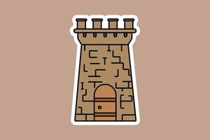 Stone Castle Tower vector illustration.