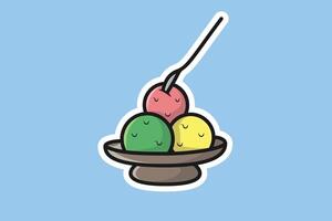 Melting Ice Cream Cup Sticker vector illustration. Summer food and ice cream object icon concept. Ice cream plastic cup sticker vector design with shadow.