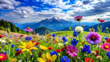 AI generated Mountain Meadow In A Riot of Color photo