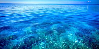 ai generado pacífico azul mar y cielo escena foto