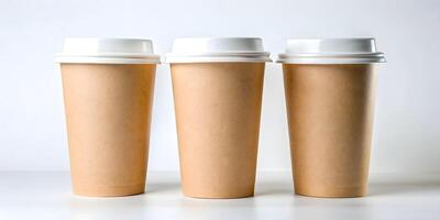 AI generated Blank Takeaway Coffee Cups to Customize Mockups photo