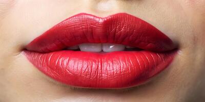 AI generated Lips Adorned In Red Lipstick photo