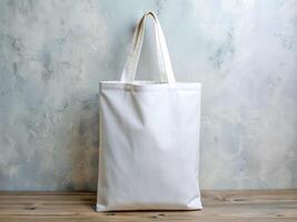 AI generated A White Colored Blank Tote Bag Mockup photo