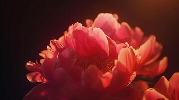 ai generado vibrante rosado peonía floraciones en suave natural ligero foto