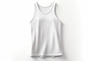 AI generated Blank white sleeveless t-shirt mockup, 3D rendering photo