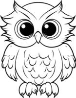 Owl. Coloring book for adults. Black and white vector illustration.