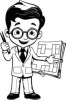 AI generated Teacher cartoon with black and white color. vector illustration graphic design.