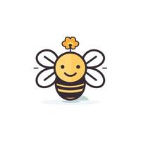 AI generated Cute bee with flower in its beak. Vector illustration.