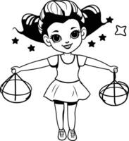 AI generated cute little girl with justice scale vector illustration designicon vector illustration graphic design