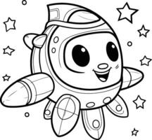 AI generated Coloring book for children Alien. Vector illustration. Coloring page