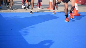 Novo Délhi, Índia - Outubro 15 2023 - vedanta Délhi metade maratona raça depois de cobiçado dentro que maratona participantes sobre para Cruz a terminar linha, Délhi metade maratona 2023 video