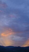 Twilight and dawn sky with cumulus cloud vertical time lapse in an evening. video