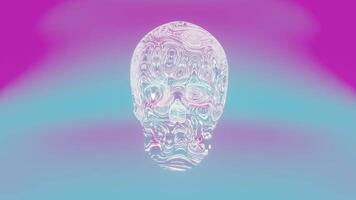 a skull with a blue and pink background video