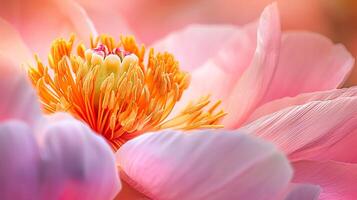 AI generated Vibrant Pink Peony in Full Bloom Bathed in Soft Natural Light photo