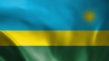 Rwanda Flag. Waving Fabric Satin Texture Flag of Rwanda 3D illustration. Real Texture Flag of the Republic of Rwanda 4K Video