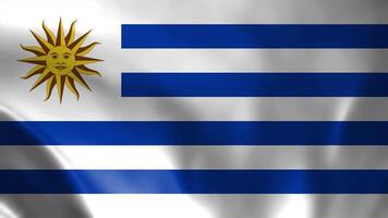 Uruguai bandeira. acenando tecido cetim textura bandeira do Uruguai 3d ilustração. real textura bandeira do a oriental república do Uruguai video