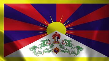 Tibet flag waving animation. Tibet waving flag in the wind. Flag of Tibet. Sign of Tibet seamless loop animated video