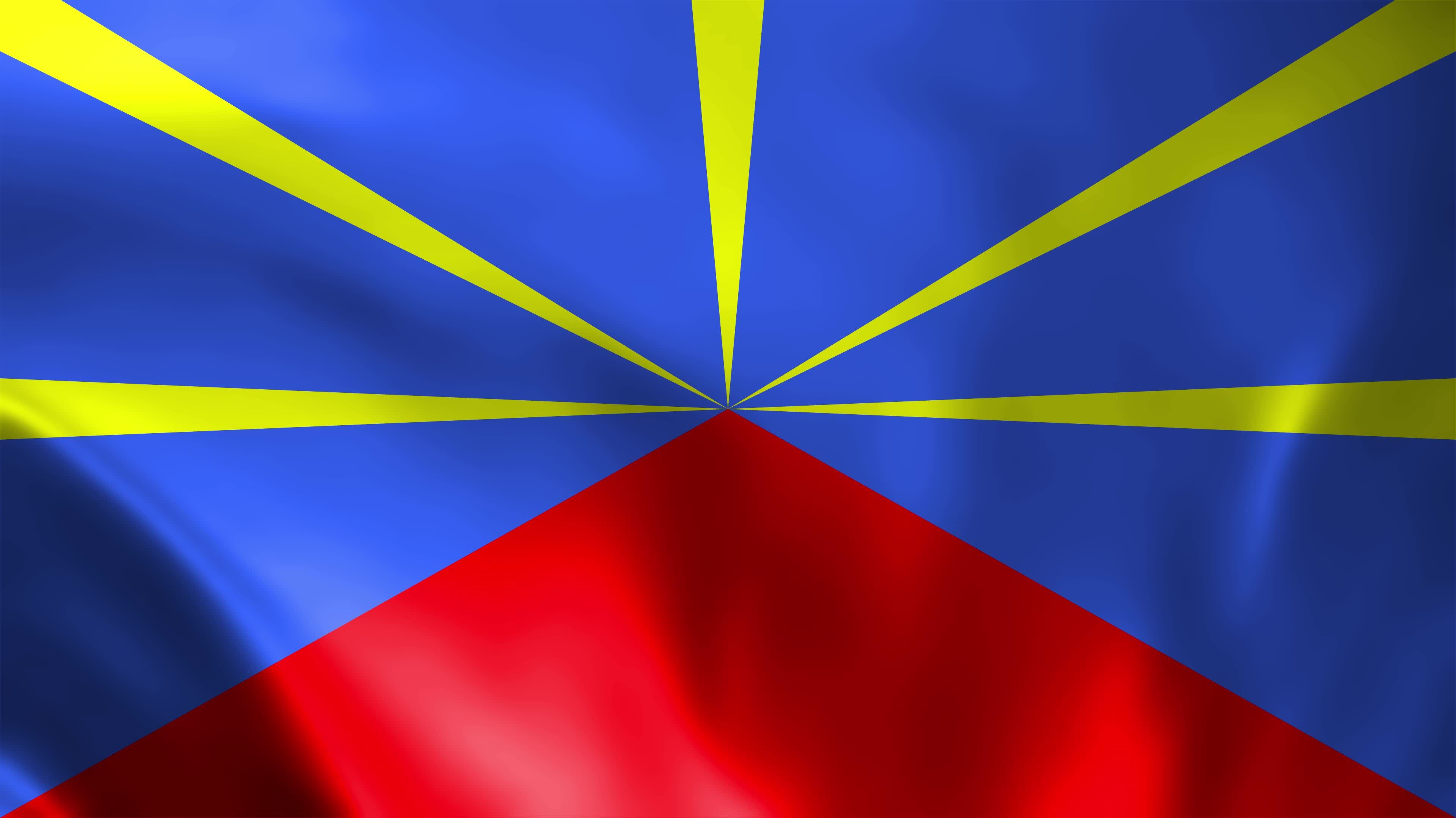 Reunion Island Flag Flag of Reunion Island footage video waving in