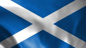 Scotland flag Motion Loop video waving in wind. Realistic Scottish Flag background. Scotland Flag