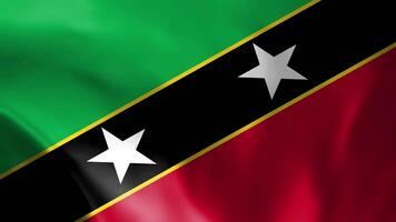 Saint Kitts and Nevis national flag video. 3D Saint Kitts and Nevis flag waving seamless loop video animation.